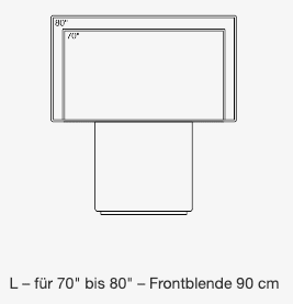 Holzmedia Grundmöbel UC Displaystele W6 in M (70 bis 80 Zoll) und einer Frontblende von 90 cm