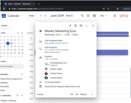 Pexip Kalenderintegration mit Google Hangouts