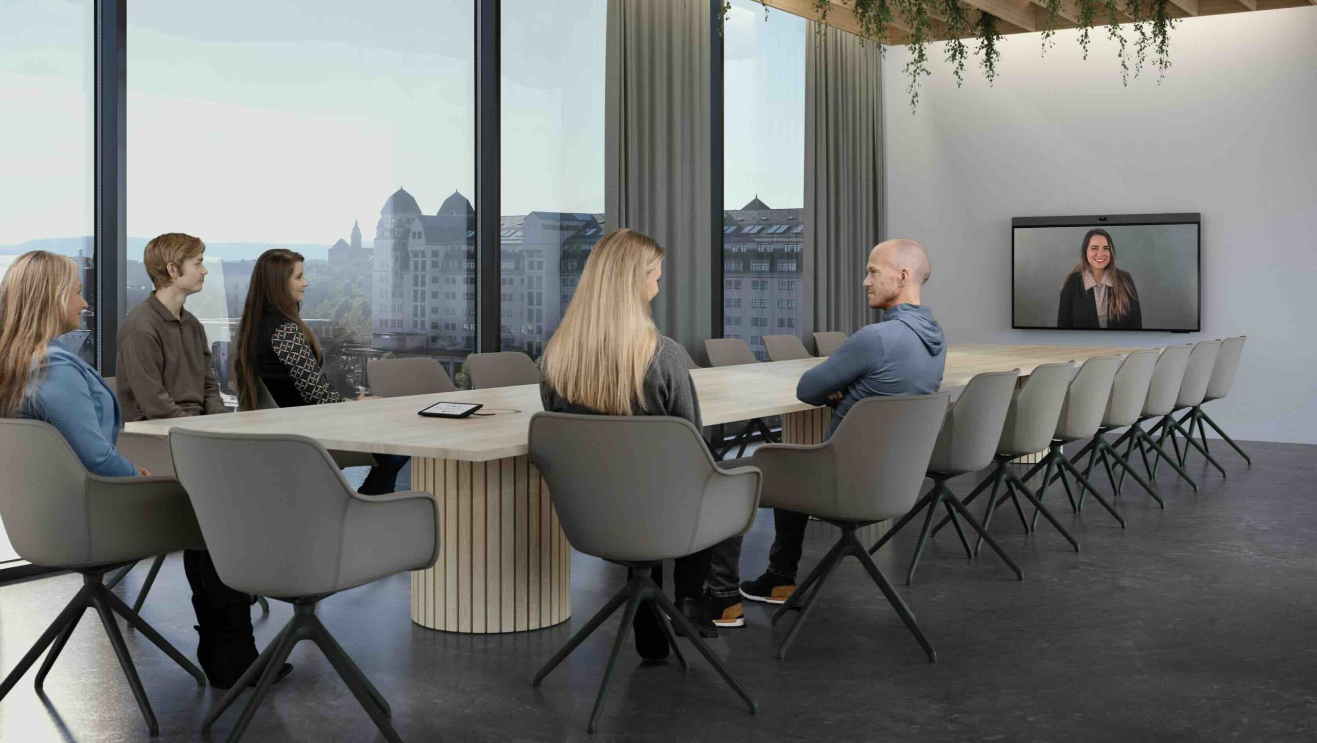 Die Neat Bar Pro ist ein All-in-One-Videokonferenzsystem, das für Zoom und Microsoft Teams zertifiziert ist. Sie eignet sich perfekt für mittelgroße und große Räume. Das System beinhaltet eine Videokonferenz-Soundbar und einen Neat Pad Controller.