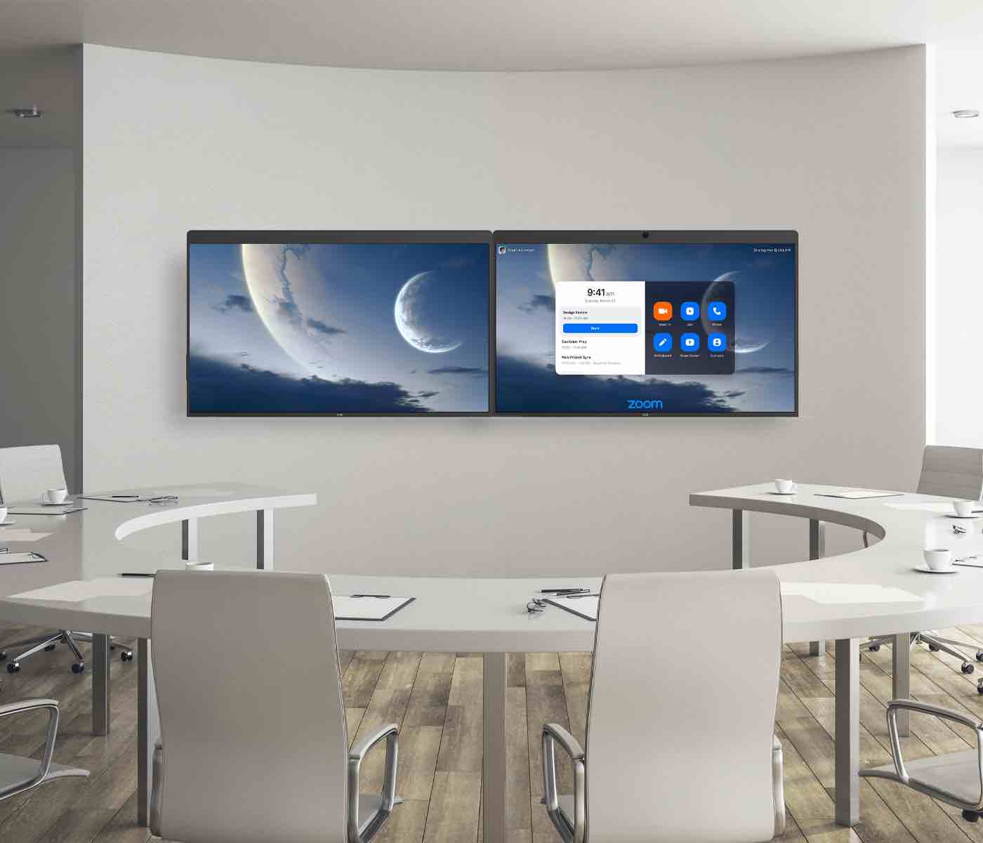 DTEN 55 Zoll Dual Displays für Zoom Cloud Meetings in Konferenzräumen