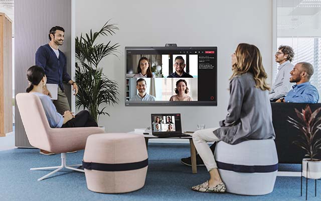 Sharp NEC Mult Sync Windows Collaboration Display WD 551 ist kompatibel mit Barco Clickshare und bietet so drahtloses Präsentieren