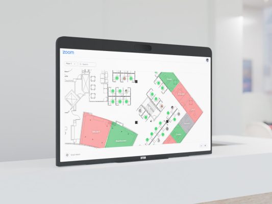 Mit Zoom Rooms Kiosk Modus können Ihre Mitarbeiter, direkt in der Lobbby, freie Workspaces reservieren und mittels Etagenplan schnell auffinden.