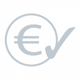 Volle Kostenkontrolle durch monatliche Miete der Videokonferenz-Lösungen und Medientechnik von conference-tv. Symbolisiert durch ein Eurozeichen und einen erledigt Haken