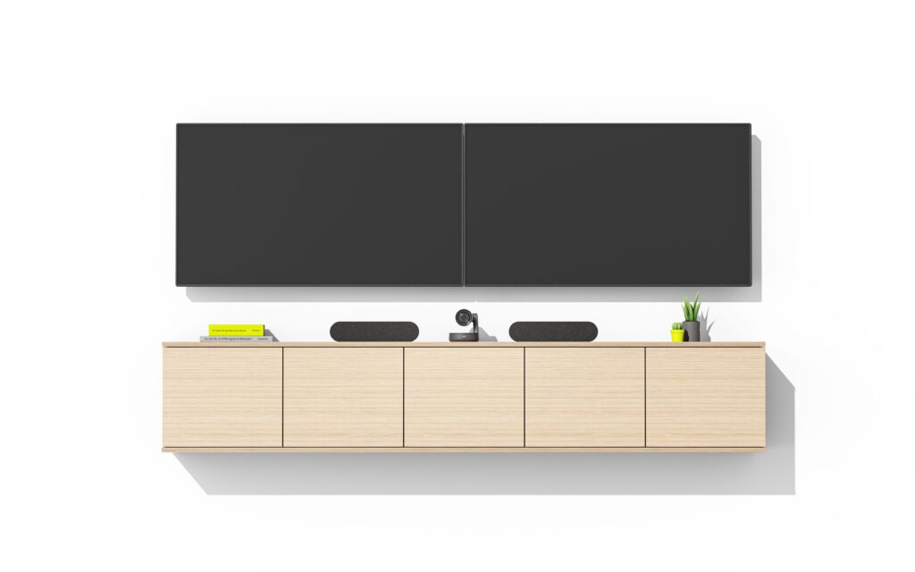 Logitech Rally Plus Dual Displays auf dem Tisch
