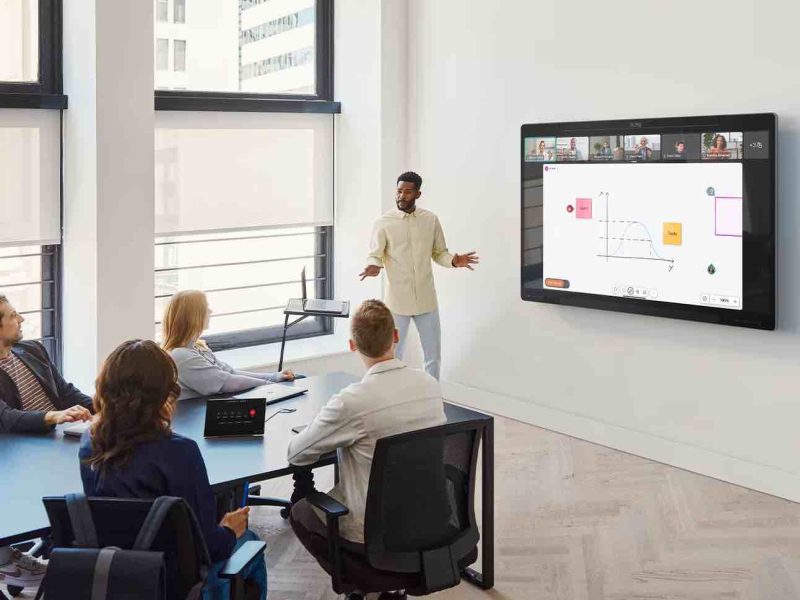 cisco-board-room-pro-mit-stift-fuer-whiteboarding Cisco Board Pro 75 Zoll (ca. 2 m): Kabellos Präsentieren und zertifiziert für Microsoft Teams und kompatibel mit Zoom, Google Meet und Cisco Webex