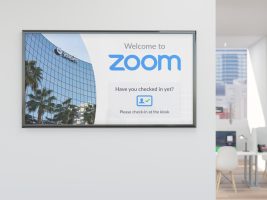 Zoom Rooms bietet Digital Signage, d.h. teilen Sie Ihre Inhalte auf mehreren Displays z.B. in der Lobby