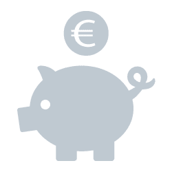 Einsparungen von Ressourcen z.B. durch geringeren Aufwand und Kosten bei der Buchung von Videokonferenz-Lösungen und Medientechnik bei conference-tv, symbolisiert durch ein Sparschwein und Euro