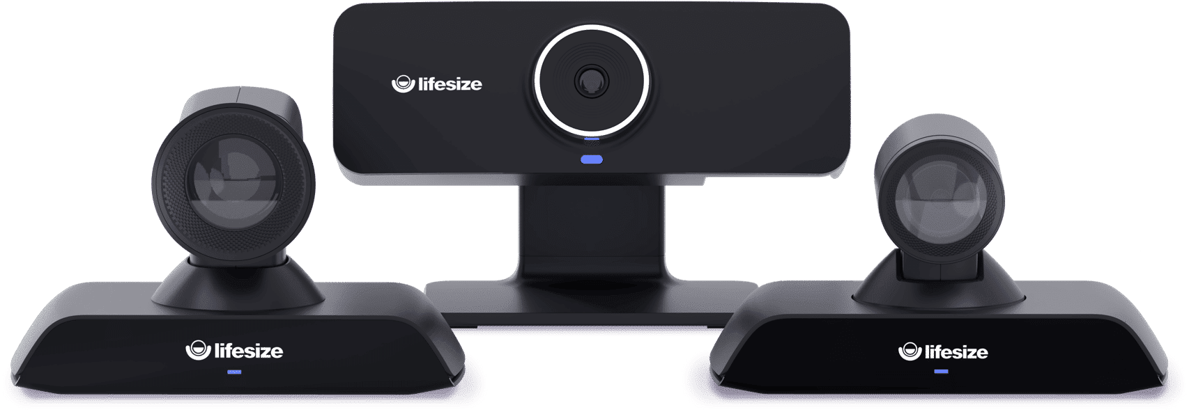 Videokonferenzsysteme von Lifesize. Das Bild zeigt die Raumsysteme Lifesize Icon 300, 500 und 700, welche atemberaubende 4K-Inhaltsfreigabe und brillante 4K-Bildqualität bieten
