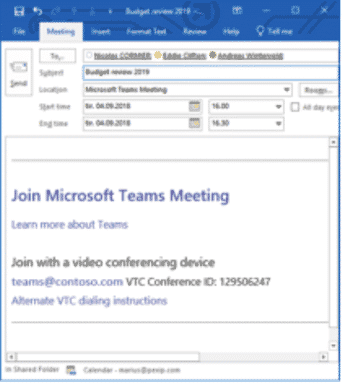 Videokonferenz Meeting Microsoft Teams planen; einfach per Mail