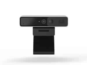 Frontansicht der Cisco Desk Kamera 4K mit integrierten Mikrofonen und Sichtschutz – ideal für 4K-Videokonferenzen
