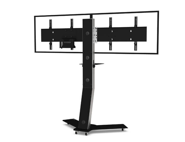 conference-tv Dual Display Ständer inklusive Ablage für Videokonferenzsysteme