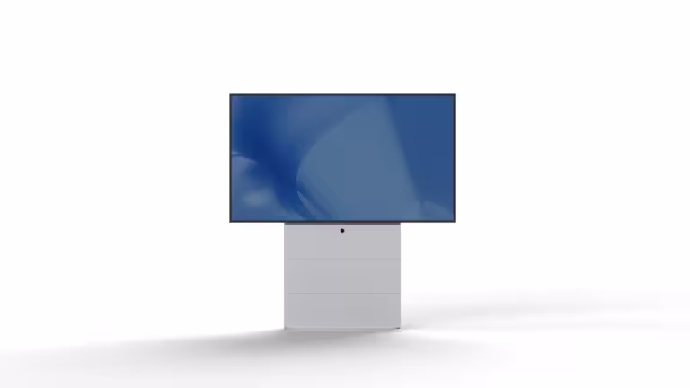 Fröscher Mico Lift Medienstele für Bildschirmen mit einer Größe von 65" bis 86" und einem maximalen Gewicht von 90 kg entwickelt.