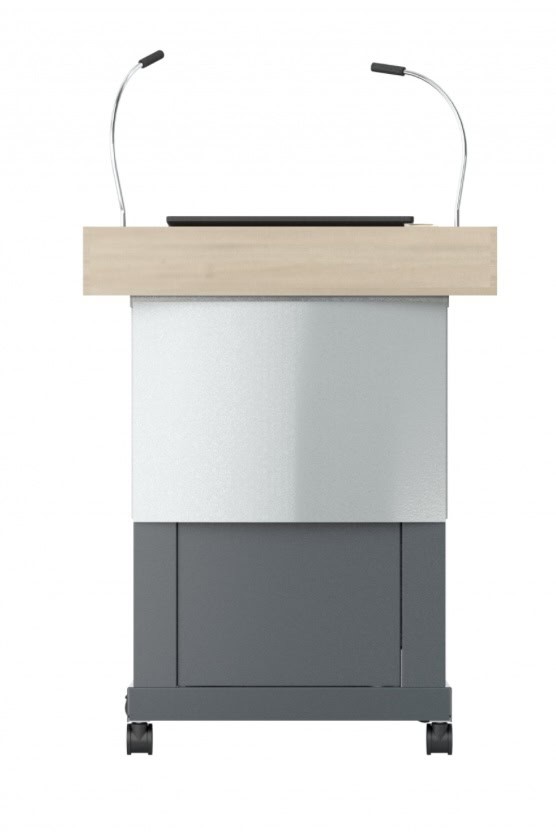 Das Conen Technik-Rednerpult 1 ist eine ideale Lösung für Vortragsräume, Fachhochschulen und Universitäten. Dank der motorischen Höhenverstellung um 30 cm kann es ergonomisch an jeden Redner angepasst werden.