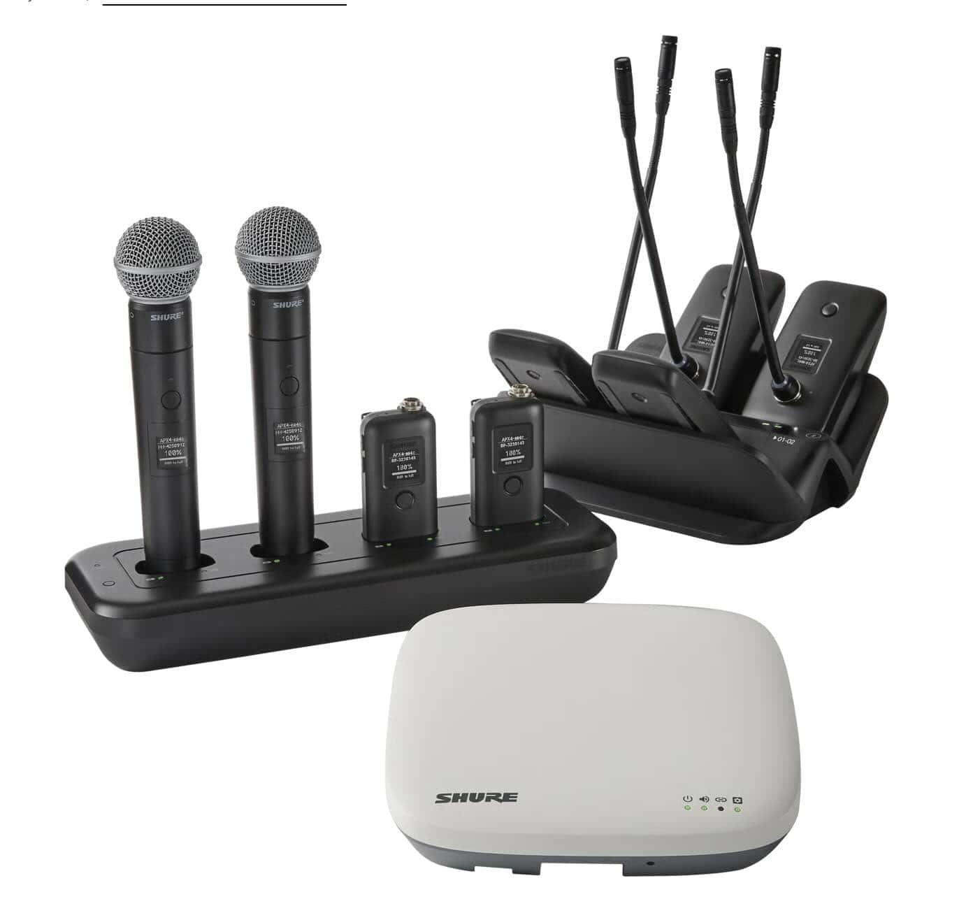 Shure neXt4 & neXt8 – kabellose Mikrofonlösungen für professionelle Sprachübertragung Shure Microflex Wireless System neXt4 und neXt8 – drahtlose Mikrofonlösung für Konferenzräume, Sitzungssäle und hybride Meetings
