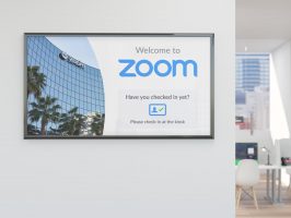 Zoom Rooms bietet Digital Signage, d.h. teilen Sie Ihre Inhalte auf mehreren Displays z.B. in der Lobby